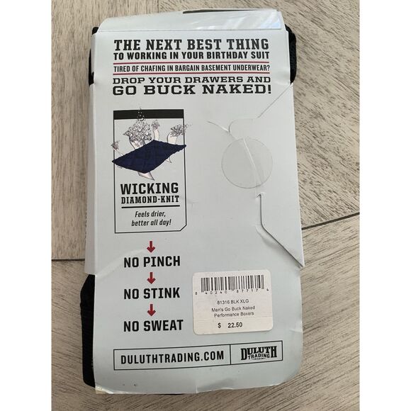 DULUTH Buck Naked Mens Black Underwear Boxers Size XL (1 Single) Diamond Knit - Picture 2 of 5